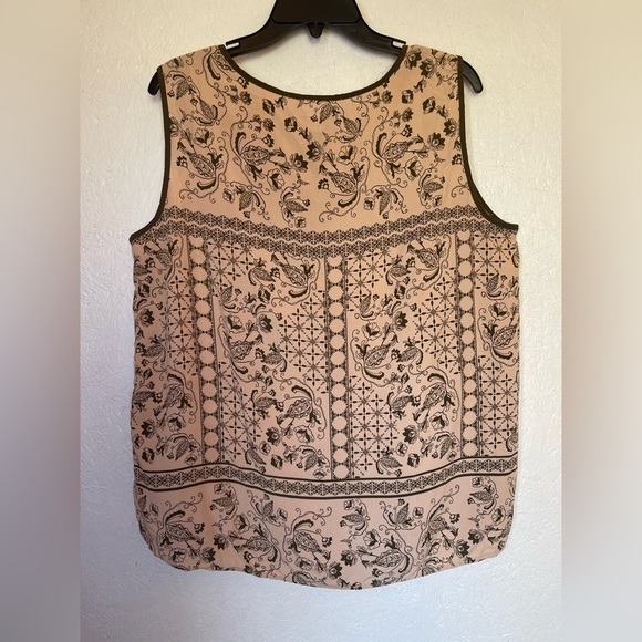 Liz Claiborne Sleeveless Blouse Keyhole Closure Paisley Print Summer Casual XLG - Picture 8 of 11